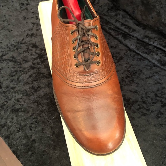 HS Trask Leather Weave Saddle Dress Shoe Oxford Brown, 8.5 M - Picture 5 of 11